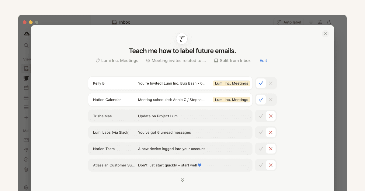 Organize your inbox with Notion AI's auto labeling