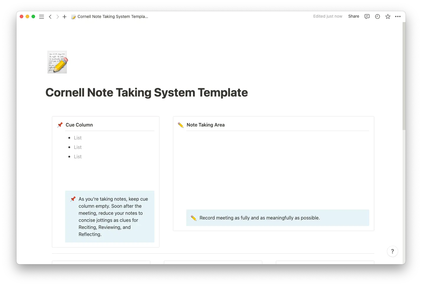 cornell note taking system template thumbnail
